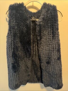 Plush Faux Fur Vest in Deep Navy